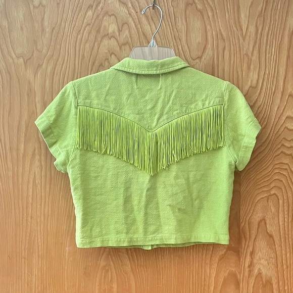 Fashion Brand Company fringed Western crop top, lime green, size small - Picture 5 of 8